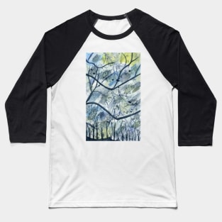 Abstract Trees Watercolor Painting Baseball T-Shirt